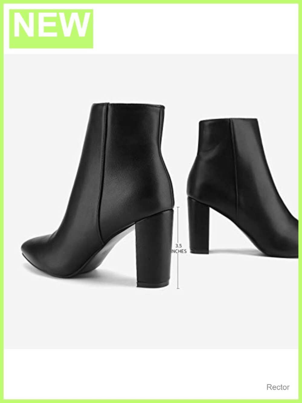 Chunky Heel Ankle Booties Faux Leather Zip Faux Fur Lining - Picture 5 of 6